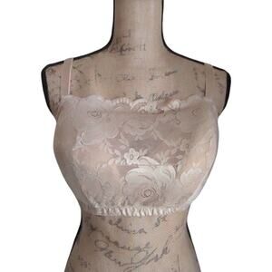 Woman Within Comfort Choice Taupe Bra 38D Modesty Panel Wireless Lace Minimalist